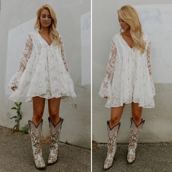 ★ SOLD ★ Free People Lace Mini Dress - Picture 13 of 14